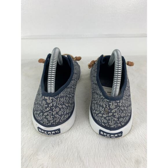 Sperry Women’s Size 7.5M Nautical Anchors Comfort Sneakers Blue Fabric - Picture 3 of 10